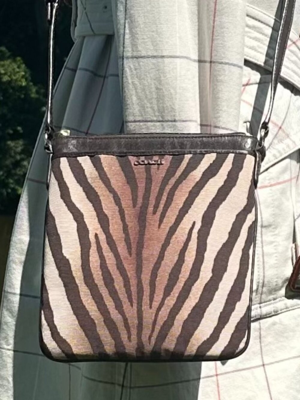 COACH Madison Swing Pack Cross-Body Small Zebra Brown Multi 50506